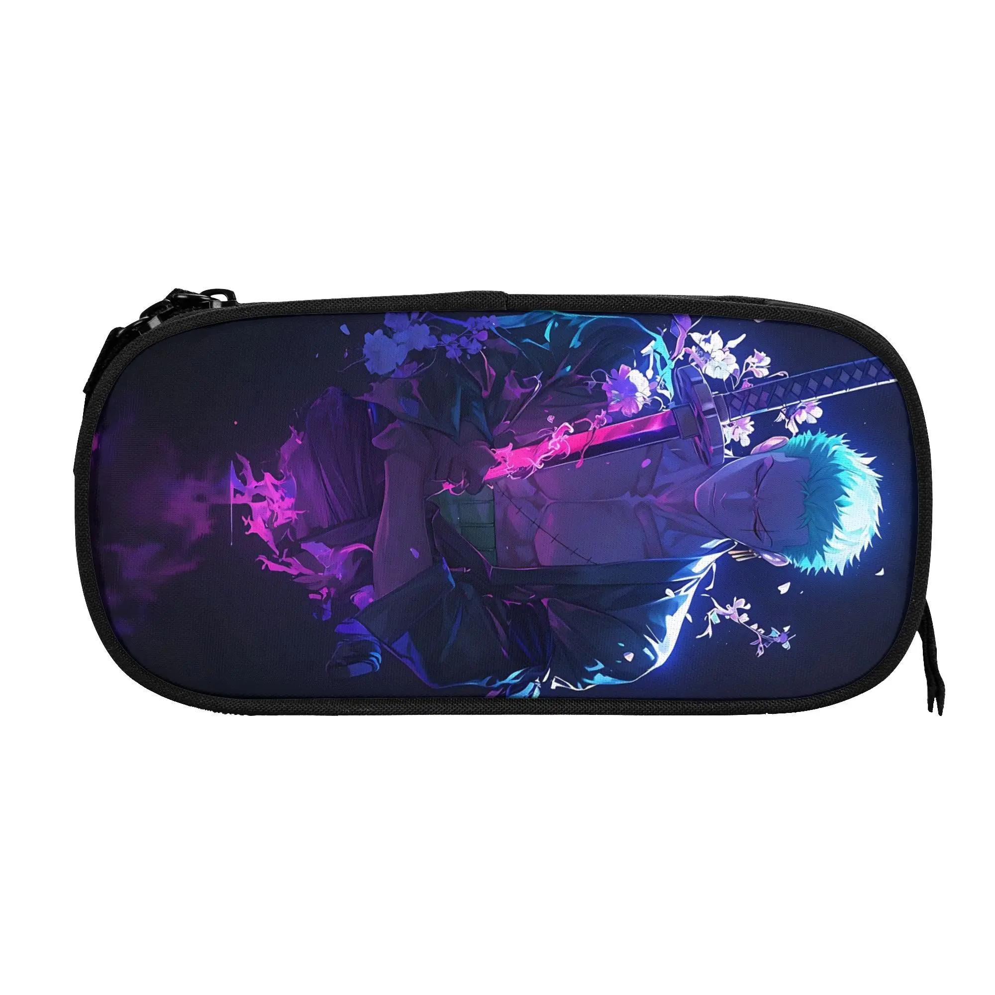 Large Capacity Bags For Child Cartoon Roronoa Zoro Samurai Neon Purple Print One Pieces Handheld Study Bag For Boys Gilrs Kids