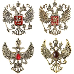 Alloy Double Headed Eagle Brooches for Women Unisex Russian Coat of Arms Pins Office Party Friend Gifts Jewelry Accessories