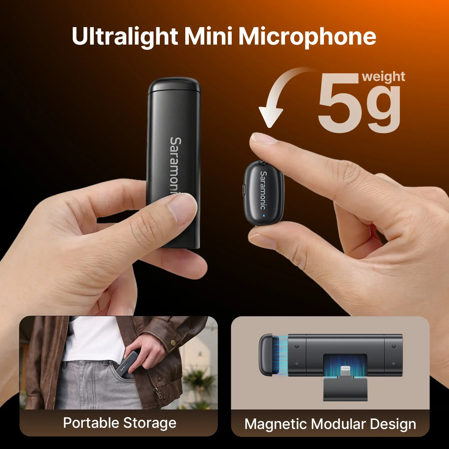 Saramonic Air SE Wireless Lavalier Microphone Lapel Handheld  for iPhone 15 -18 Android Smartphone Camera Vlog YouTube AI-Power