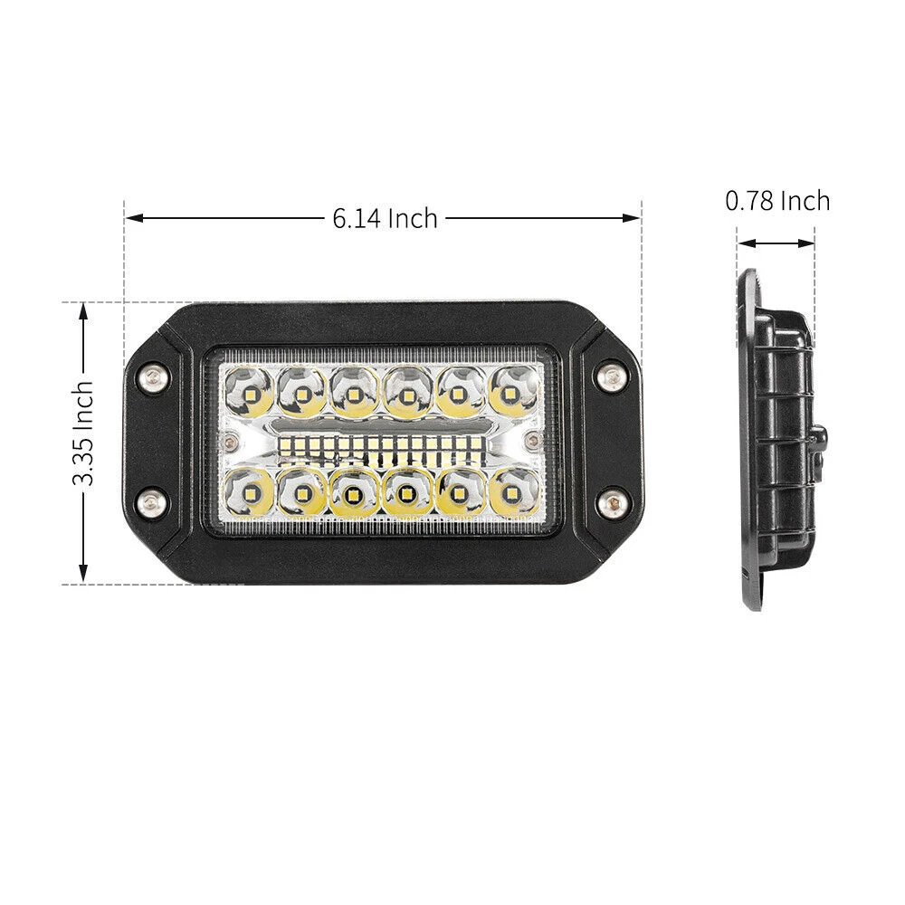 

A13F-2Pcs 12V 6 Inch Flush Mount Work Light 26 LED Super Bright Spotlight Car Headlights