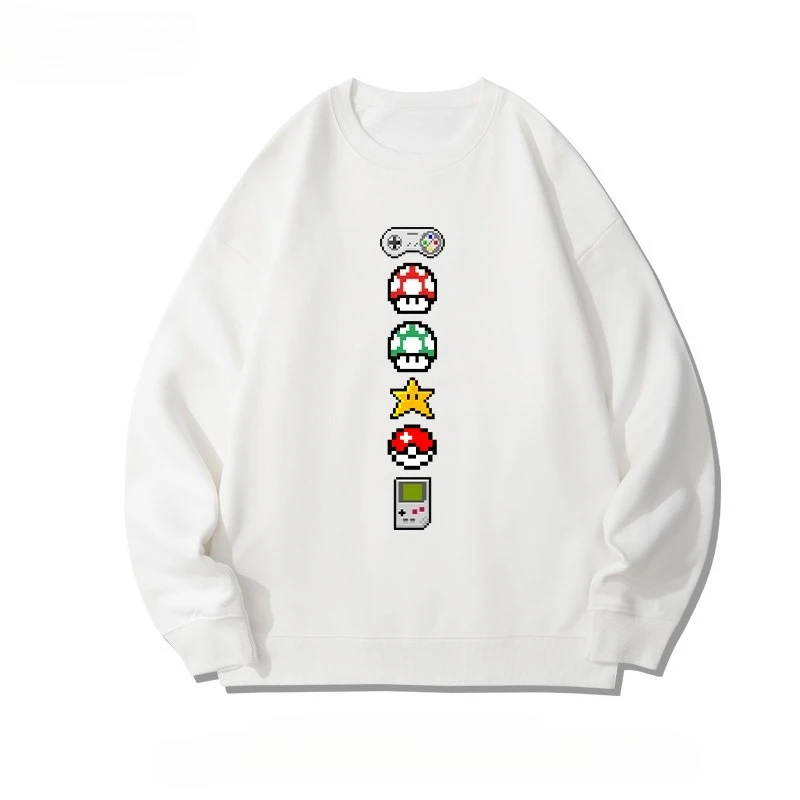 

Толстовка с круглым вырезом с принтом Pixel Mario на осень/зиму 2025 года — модный и модный топ для мужчин, так и для женщин.