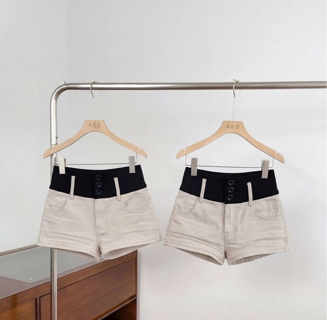 American Spice Girl Style Contrasting Color Low-rise Shorts Women's Summer Hip-wrapped Super Shorts Tight Hot Pants