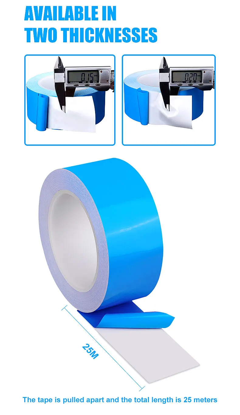 Thermal Tape 25M*0.2mm Insulating Heat Dissipation Tape Double Sided Thermally Conductive Tape For Chip PCB LED Strip Heatsink