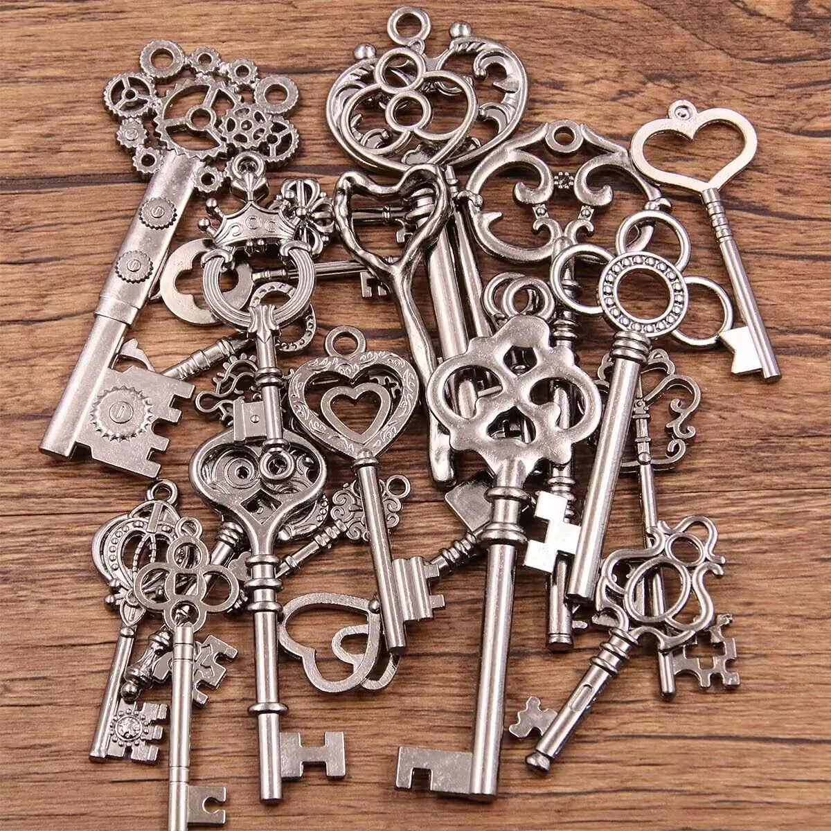 100g 50g 30g Mixed Key Charms 10 Color Bracelets Necklace Craft Metal Pendant For Jewelry Making DIY Supplies Wholesale