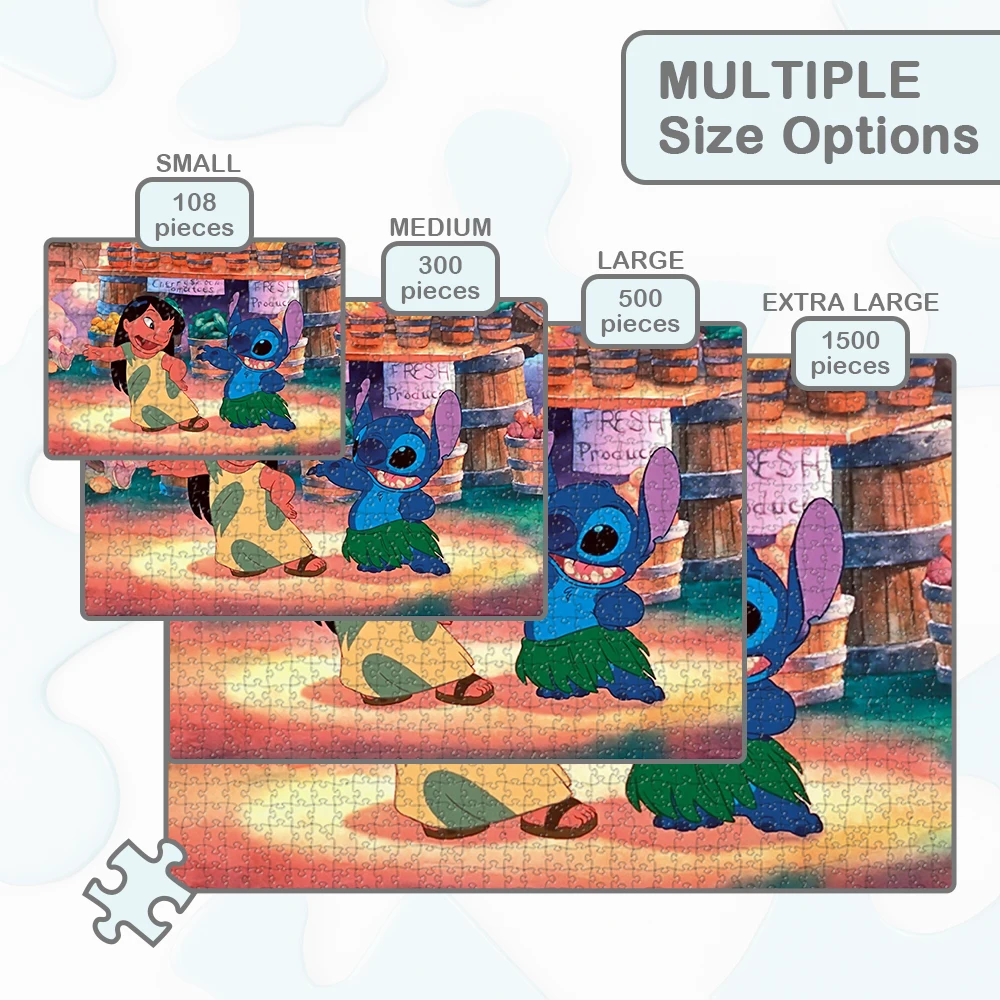 Stitch and Lilo Dancing Puzzle Fresh Products Background Disney Cartoon Games and Puzzles Classic Characters Large Puzzle Game