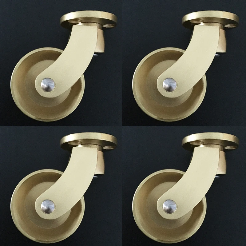 

4PCS 1.34'' Solid Brass Casters Table Chair Sofa Couch Cabinet Feet Castors 360° Swivel Furniture Rollers Smoothly Moving Wheels