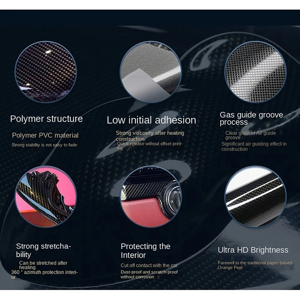 30CM*100CM Carbon Fiber Vinyl Film High Gloss Forged Carbon Fiber Wrap Foil Sticker 3D Effect Car Interior Sticker