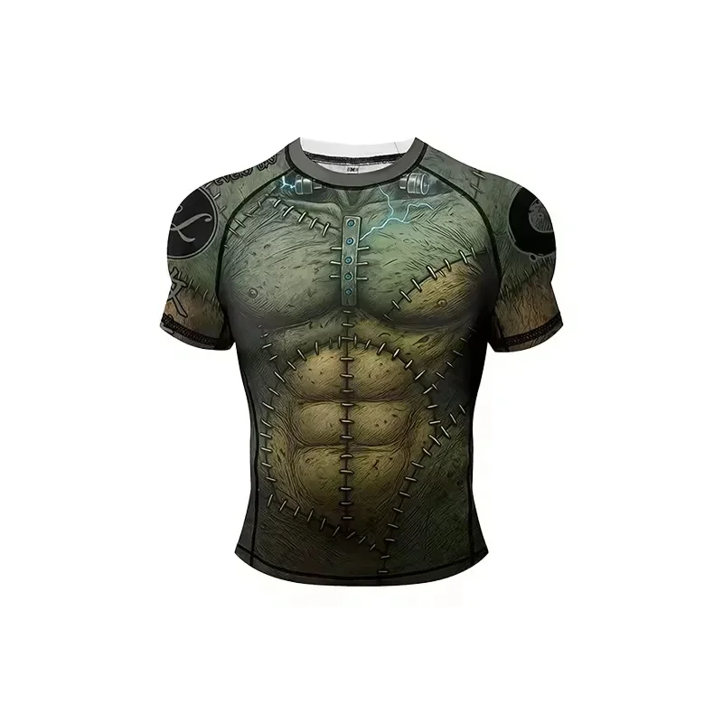 2026 New Hot Selling Green Muscle MMA Fighting Suit Boxing Set Sports T-shirt+Pants Jujutsu Brazilian Jujutsu Kickboxing Set