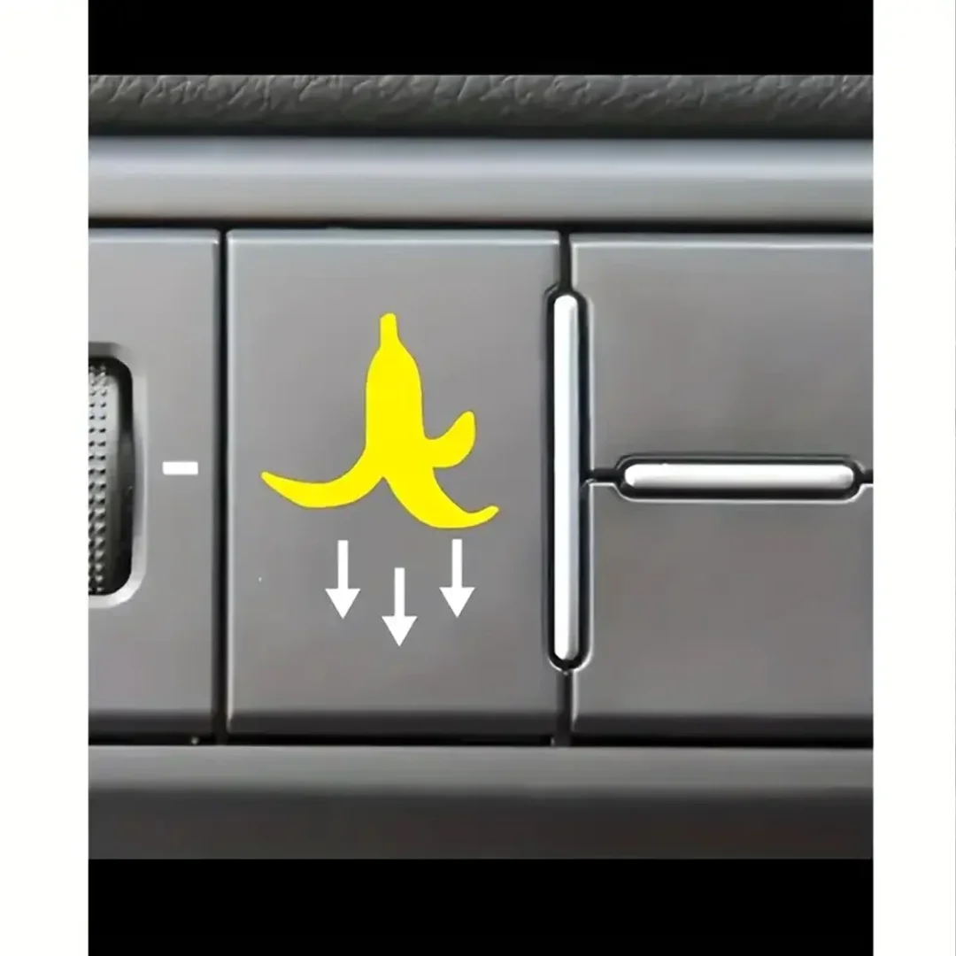 2 Pcs Car Stickers - Banana Peel Button Decals, Waterproof PVC Fun Motorcycle & Car Accessories for All Vehicles 3