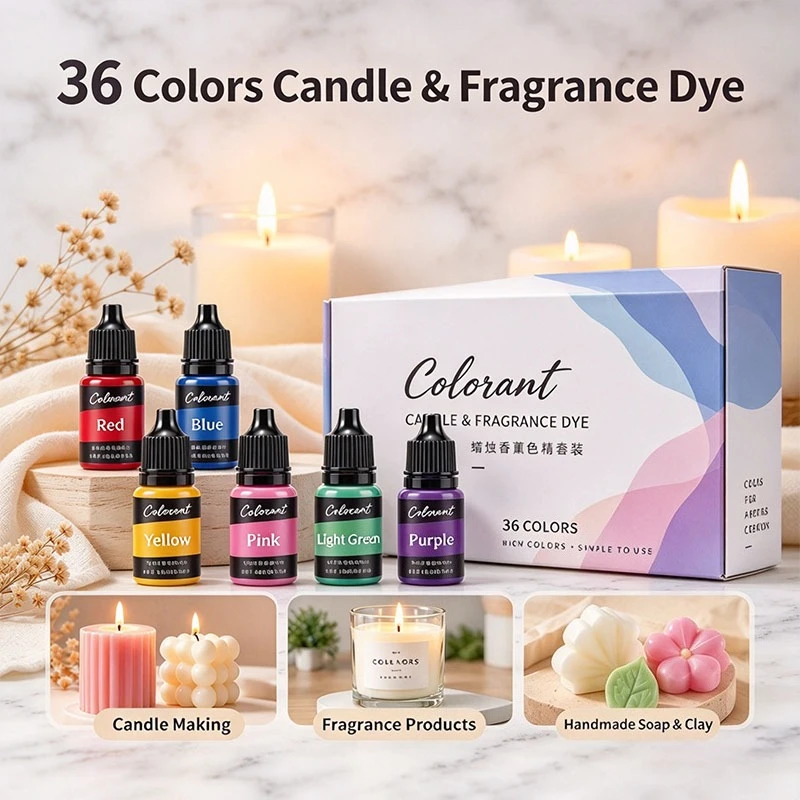 10ml Oil Based Candle Dye Set 16/24/30/36 Colors Liquid Colorant for Aroma Candle Handmade Soap Silicone Squishy DIY Coloring