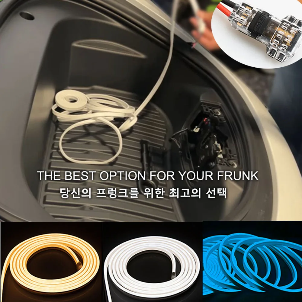 LED Car Front Trunk Light Strip Easy Install Flexible Auto Modified Lighting Neon Lamp for Tesla Model 3 Y S X led interior Lamp