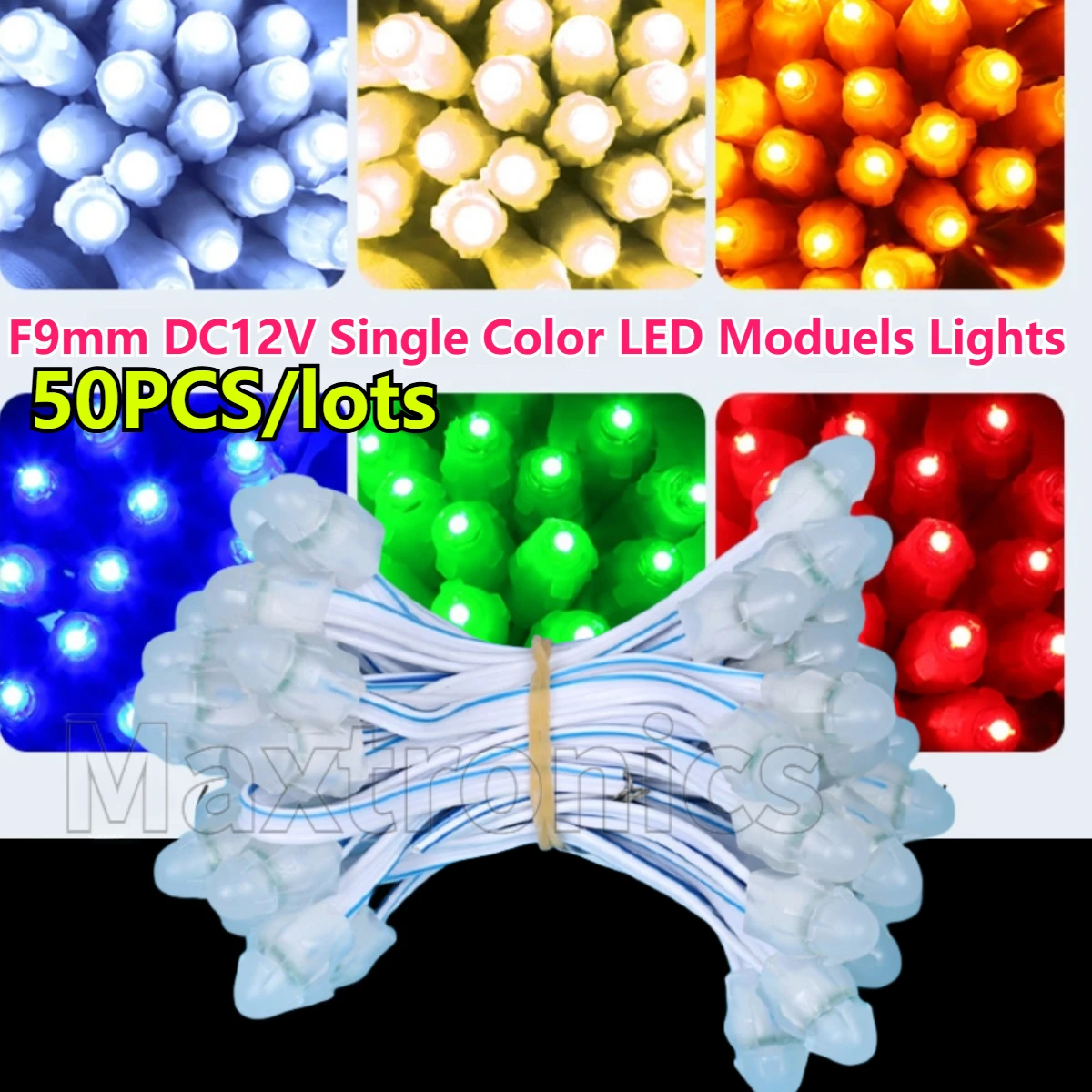 100pcs F9mm DC12V Single Color LED Moduels Lights for Outdoor Logo Billboard Waterproof Advertising Atmosphere Led Pixel Lamp