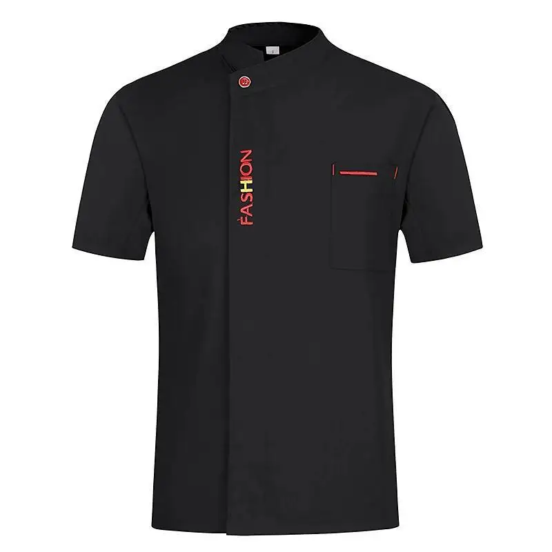Men's Chef Uniform Custom Logo Summer Short Sleeved Personalized Embroidery Printed Pattern Catering Service Kitchen Jacket Top
