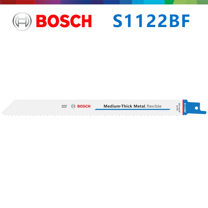Original Bosch S1122BF Sabre Saw Blade, Bi-Metal Reciprocating Saw Blade for Metal Sheet, Solid Pipe & Profile Cutting