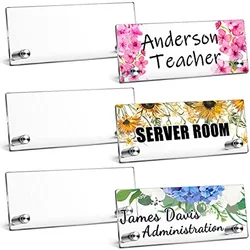 5Pcs Clear Acrylic Office Decor Door Wall Name Plate Personalized Desk Name Plate Desk Office Name Plates Classroom Home Teacher