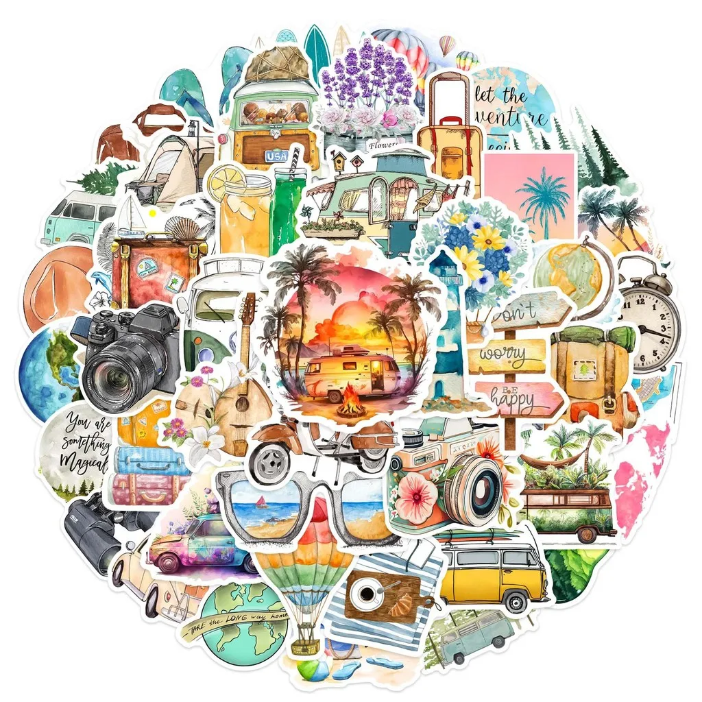 

50Pcs Outdoor Travel PVC Stickers Waterproof Decals for Guitar Skateboard Helmet Camping Decor BulingBulingStickers Store