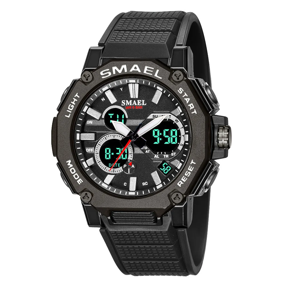 Smael versatile alloy quartz watch - multifunctional dual display, waterproof, luminous sports digital watch