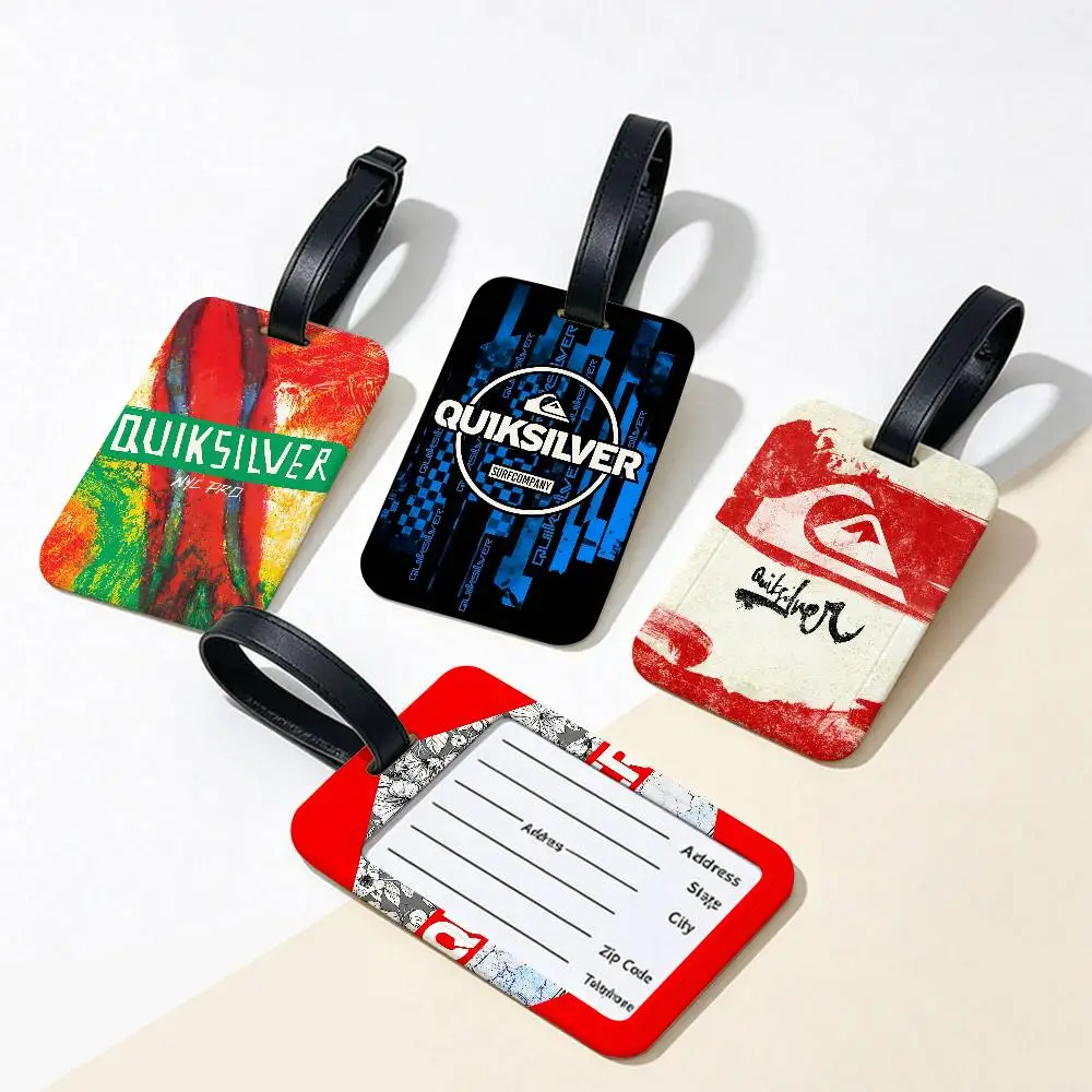 B-Brand-Q-Quiksilver-Logo Lightweight Anti lost PVC Luggage Tag Removable Info Card Sleeve Backpack Travel Accessory