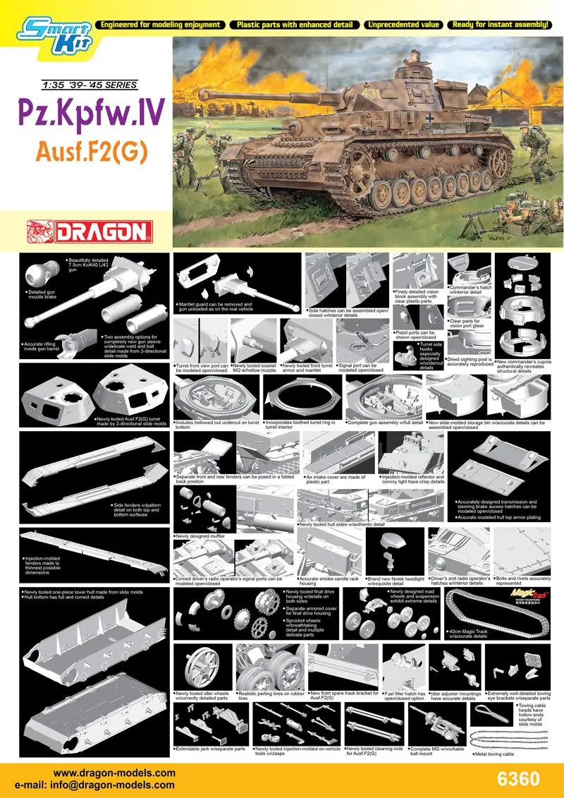 DRAGON 1/35 Scale Pz.Kpfw.IV Ausf.F2(G) Model Kit 6360