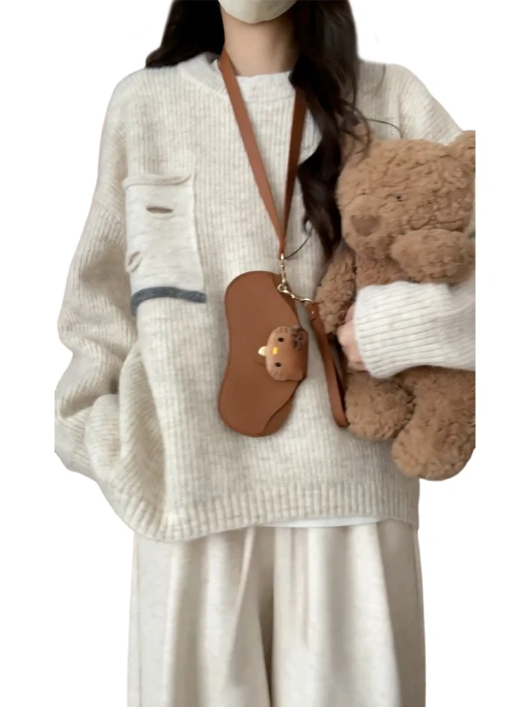 Autunno Inverno Donna Maglione lavorato a maglia Abbigliamento interno Casual High-End Sensazione Lunga Sve round Ne Top GATTIBOR Pendolarismo Sle