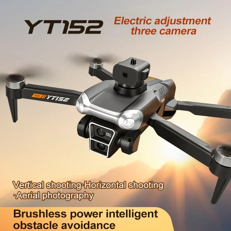 

New YT152 Brushless Dron Four Axis Aircraft Electric Adjustment 4K FPV Three Camera Drones Optical Flow Obstacle Avoidance Drone