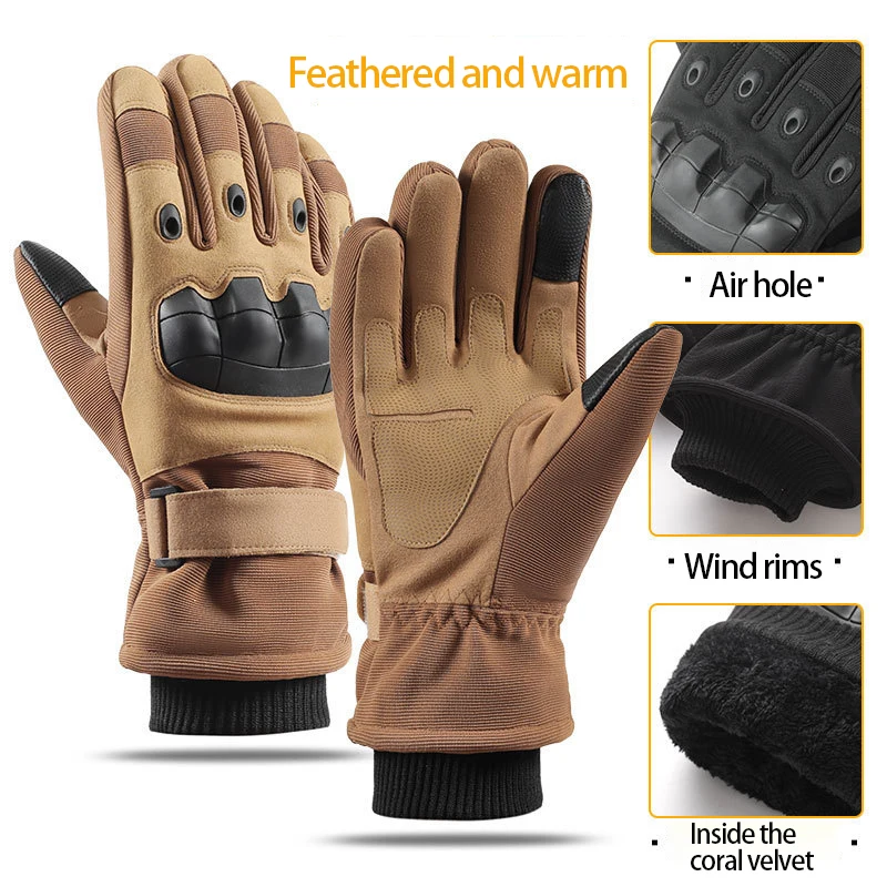 

Tactical warm gloves Winter outdoor motorcycle motorcycle riding men's fleece protective cold gloves