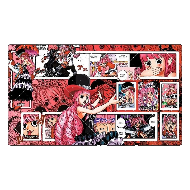 600x350mm One Piece Shanks Perona Trading Card Playmat 2mmStitched Edge OPCG Tony Chopper Rubber Board Game Card Mat Toy Gift view 4