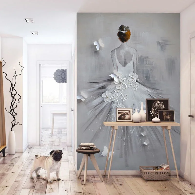 ロマンチックな美容ダンサーの油絵,カスタム壁画,3D個性アート壁紙,リビングルーム,入り口,廊下,レストラン