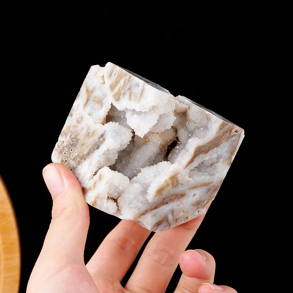 1PC Natural Gemstone Polished Raw Stone Mineral Specimen Sphalerite Crystal Geode Cube With Druzy Home Decoration