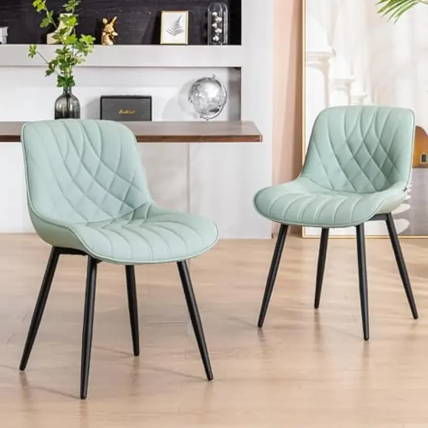 

YOUNUOKE Dining Chairs Set of 2 Mid Century Modern Kitchen Chair Comfortable Upholstered Faux Leather Dinner Chairs for Kitchen