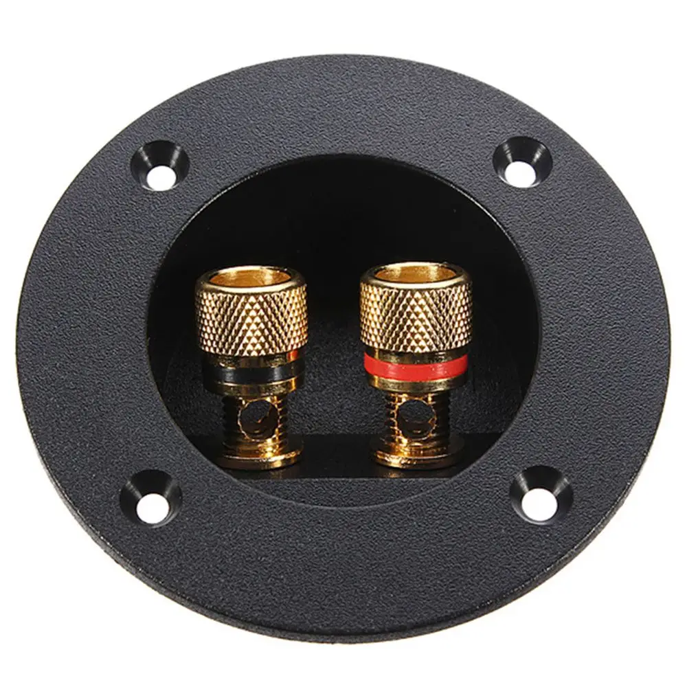 Black Brand New Speaker Terminal Connectors Round Boxes with 2 Banana Jack Gilded Subwoofer Stereo Plug Spring Cup Connection image 4