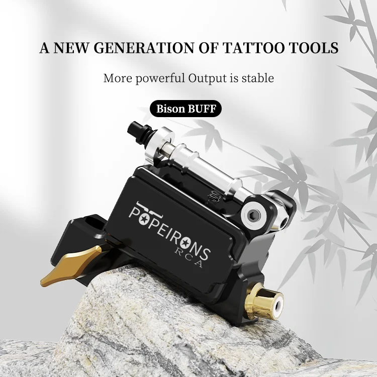 

POPEIRONS Rotary Tattoo Machine direct drive tattoo machine Stroke 5.0mm Coreless Powerful Motor Bison tattoo Machine Gun