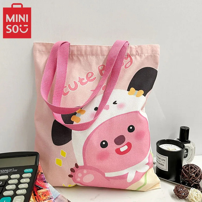 

MINISO Loopy Cartoon Cute Canvas Shoulder Bag Women's Large Capacity Tote Bag Casual Student Handbag Fashion Shopping Bag