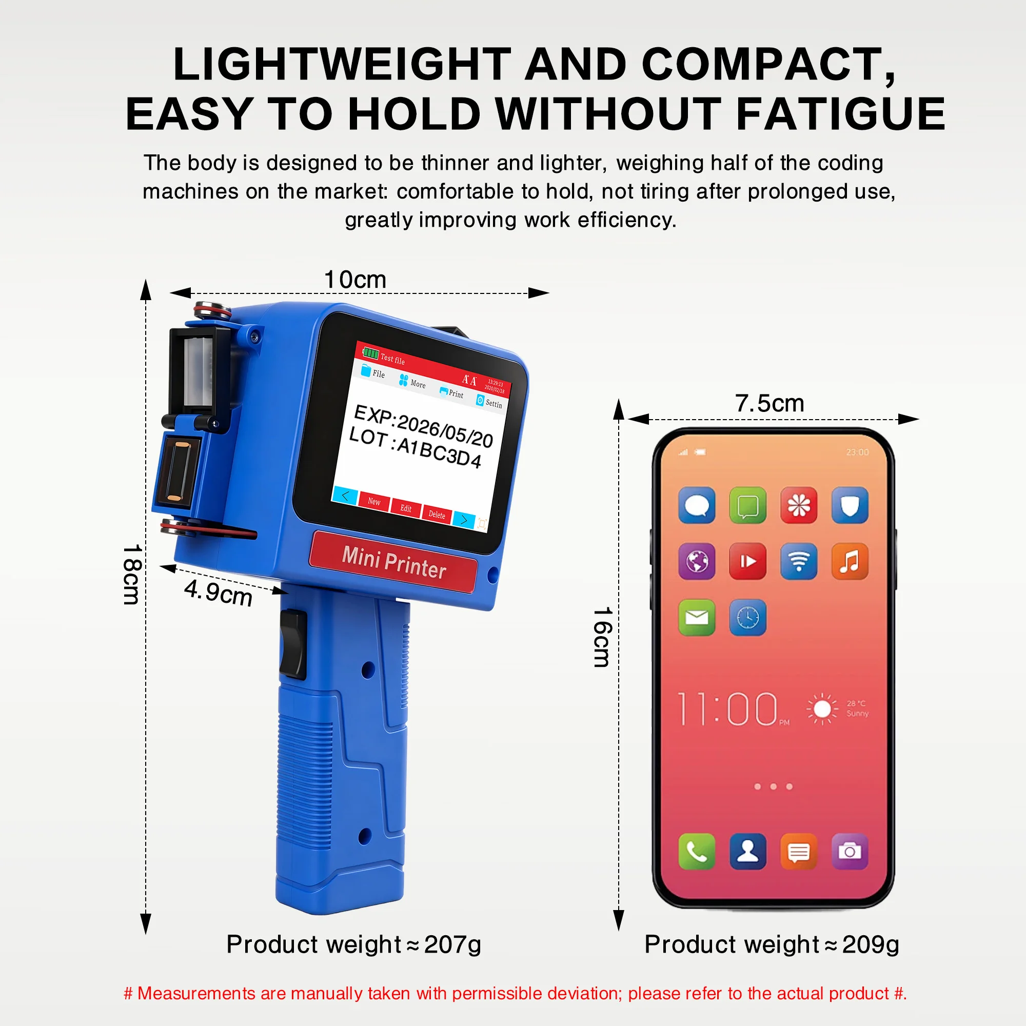 Mini Handheld Inkjet Printer 12.7mm Portable Label QR Code Barcode Number Logo Date Coding Machine Quick-Drying Inkjet Printer