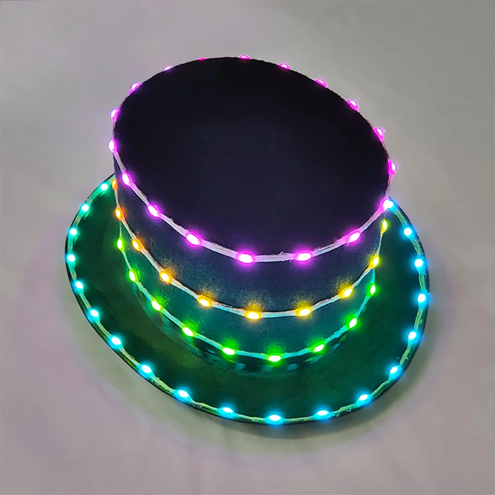 Full color Cold LED hat with charging party glow-in-the-dark hat Neon LED costume DJ Bar performance Halloween party supplies