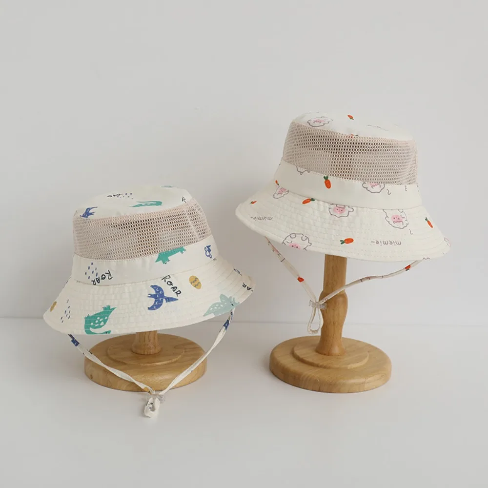 

Sweet UV Protection Bucket Hat Cartoon Animal Soft Mesh Sun Hat Thin Fishing Cap Baby Boy Girl 3-6Years