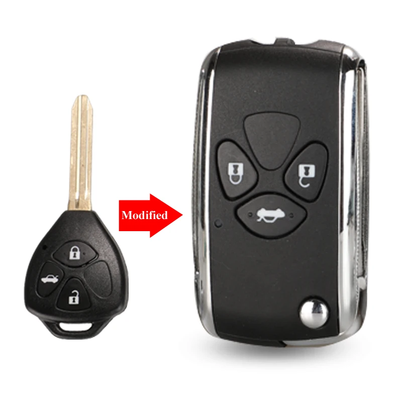 jinyuqin 3 Button Modified Flip Folding Remote Blank Key Shell for Toyota Corolla RAV4 Toy43 Uncut Blade Fob Case