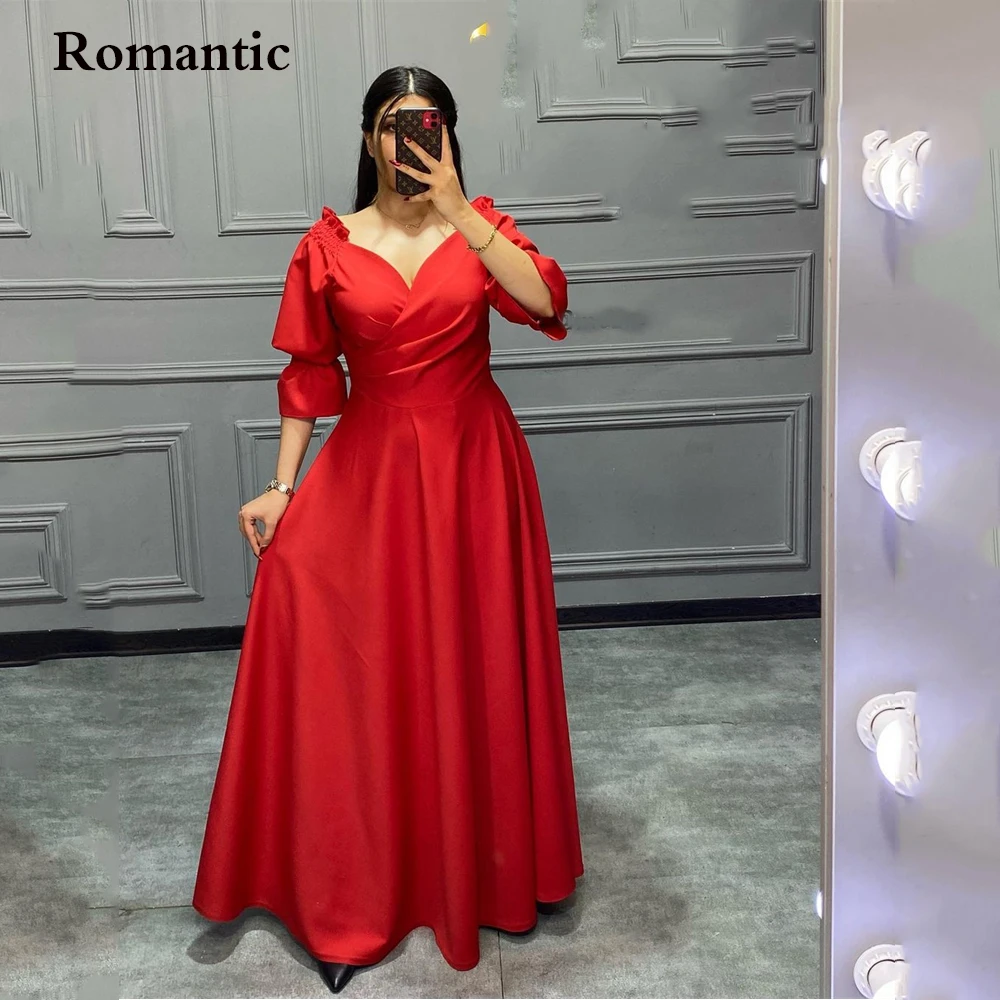 Romantic Prom Drersses Half Sleeveless A Line Satin Sweetheart Evening Dresses Ankle Length Plus Size For Formal Party Invite