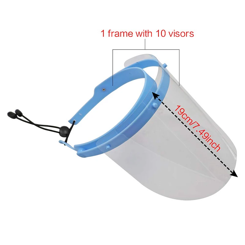 Dental Detachable Face Shield Anti-fog Dental Protective with 10pcs Detachable Face Mask Water Proof 1pc Frame 10pcs Cover Films