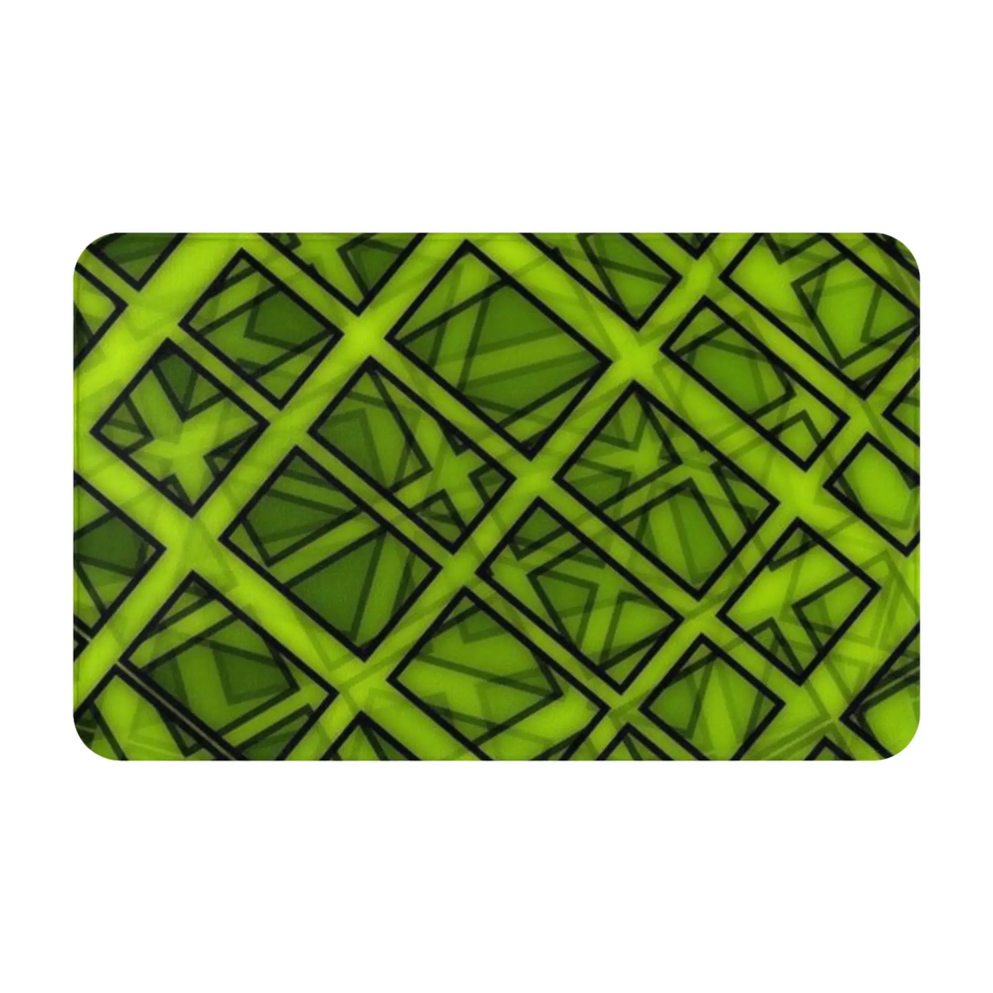 Green Cracked Grid Texture Pattern Non-slip Doormat Kitchen Mat  Floor Indoor Home Decorative
