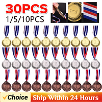 1-30pcs Metal Award Medals with Neck Ribbon Gold Silver Bronze Prizes Award Medal for Sports Competition Games Souvenir Gift