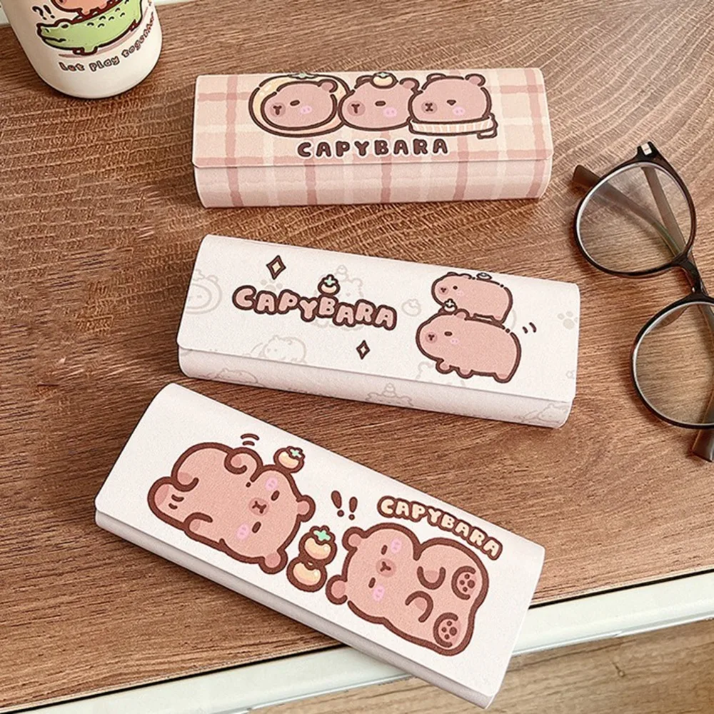 جراب زجاجي من الجلد الصناعي للنساء ، حماية زجاجية جديدة ، قشرة صلبة ، حافظة نظارات ، نمط لطيف ، صندوق زجاجي مقاوم للماء