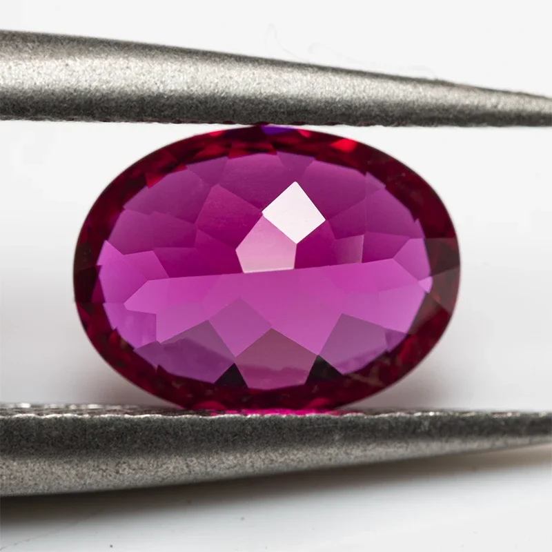 Lab Grown Ruby Oval Shape Rubellite Color VVS1 Stone For Charms Diy Jewelry Making Pendant Materials Selectable AGL Certificate
