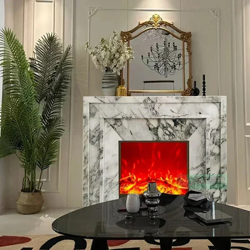 

Мраморный Mantelshelf Arabescato Интерьер Простой фон Стена Прихожая Французский современный каменный шкаф для сувениров