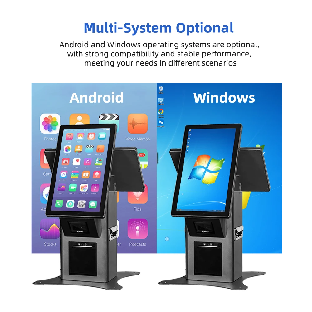 Scenic area capacitive touch desktop/colon single/dual screen self-service scanner printer ticket system ticket booth