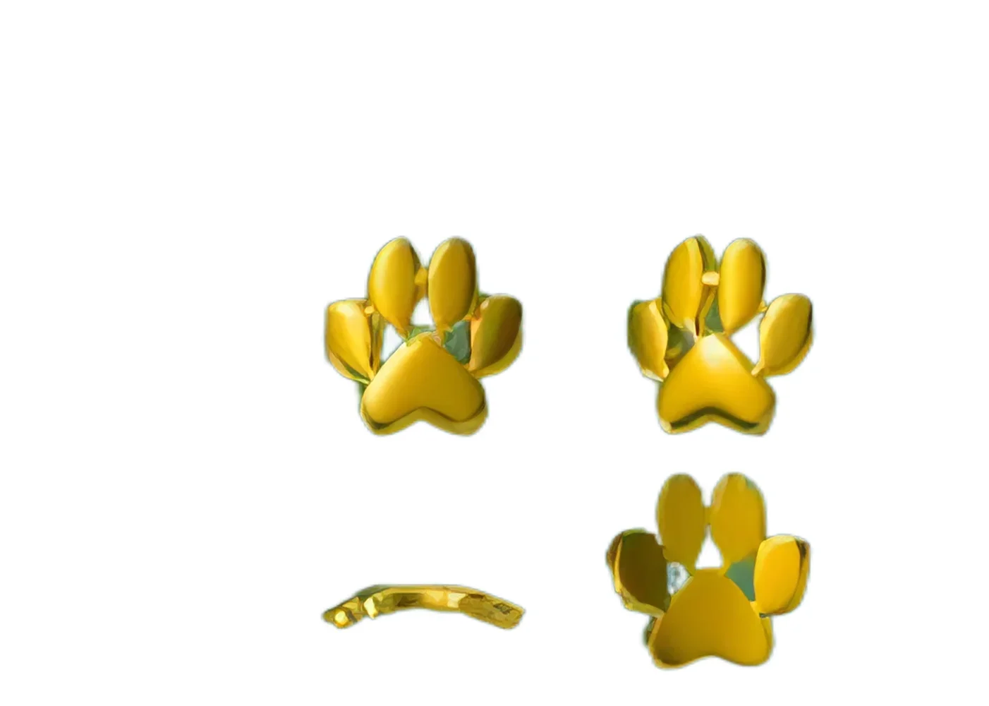 18K Gold Tooth Gems Luxury Shinning Pure Gold Lead Free Dog paw prints Shape Pure Gold Tooth Gems