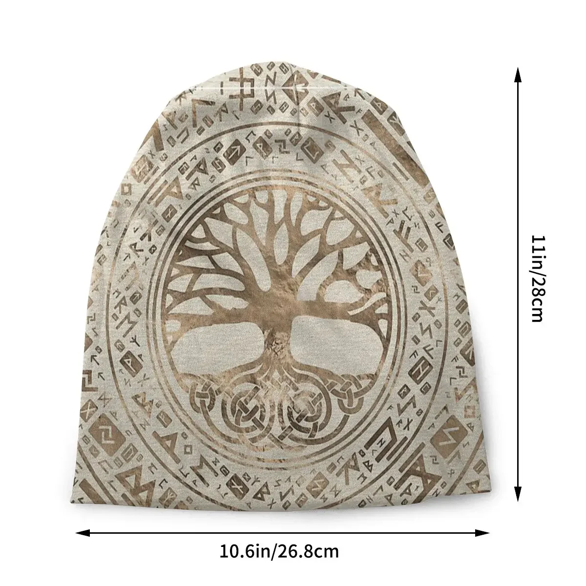 Tree Of Life Yggdrasil Runic Washed Thin Bonnet Outdoor Casual Beanies Protection Men Women Hats