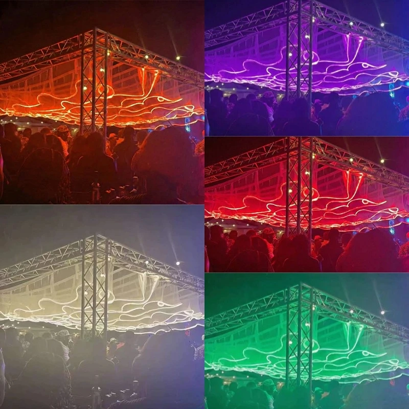 

20M RGB Neon Magic Ceiling Decor Curtain Outdoor Party Rainbow Fabric Lace Sash Hanging for Restaurant Homestay Scenic Spot