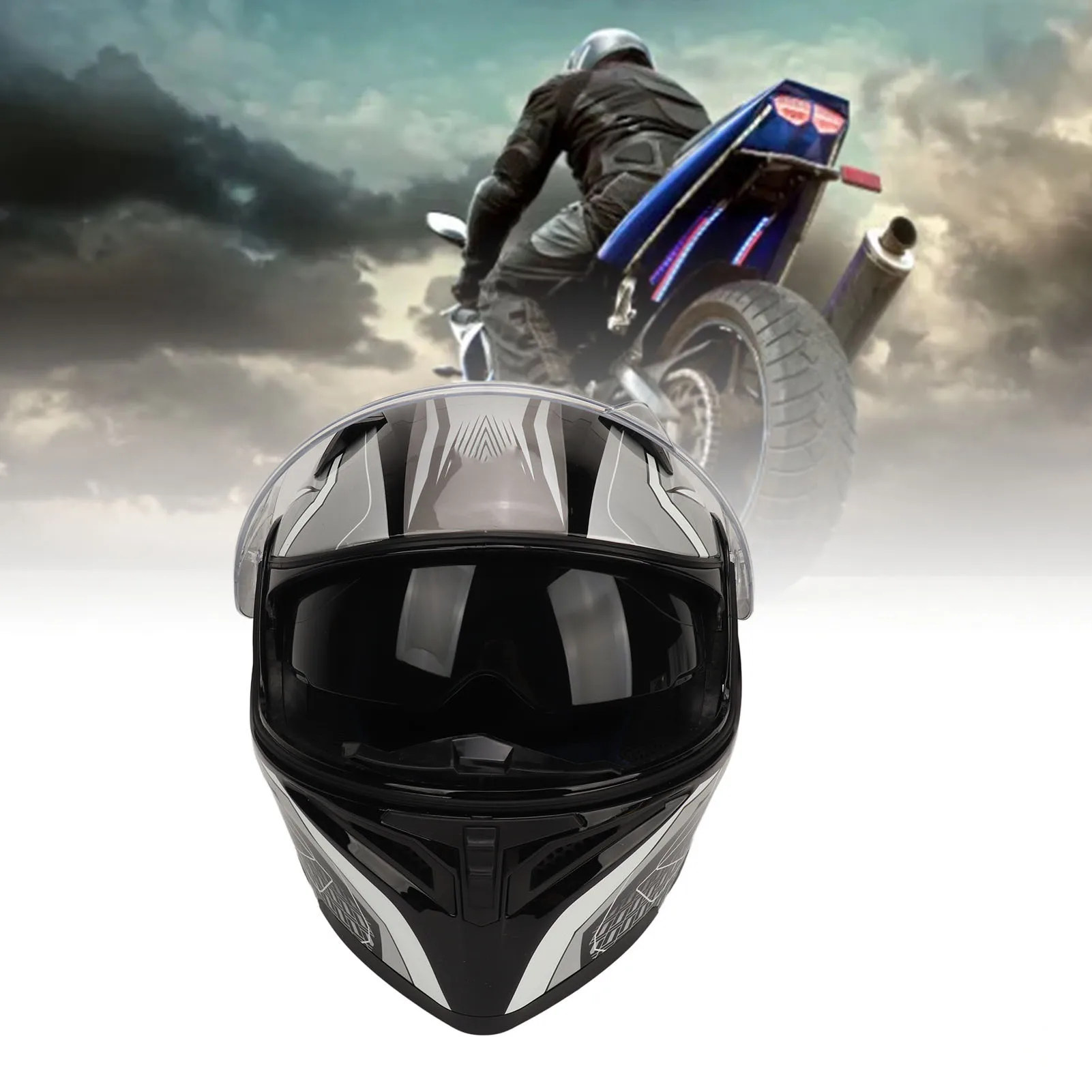 

Motorbike Helmet Motorcycle Up Helmet with Goggles Spoiler Breathable Comfortable Cycling Helmet for Scooter Motorbike