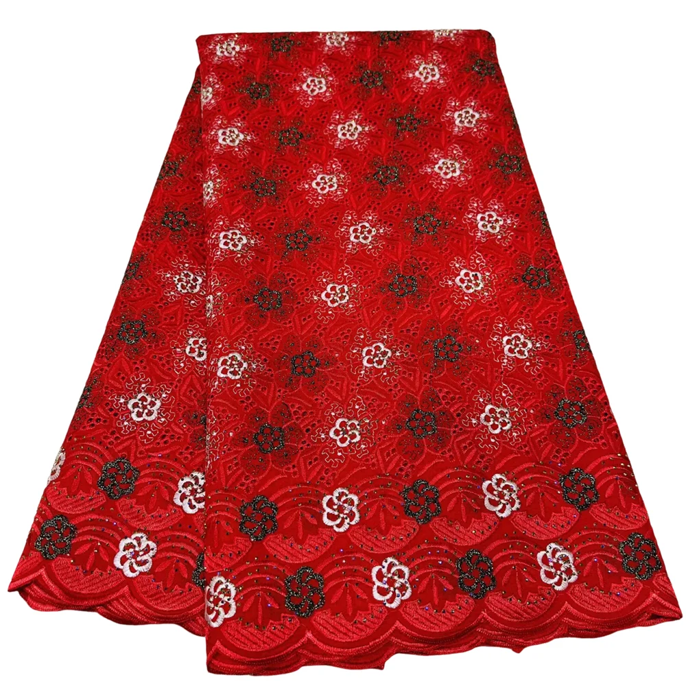 

Nigerian Stone Lace Fabric High Quality Embroidered 5Yard African 100% Cotton Lace Fabric 2026 Elegant Wedding Dresses For Women